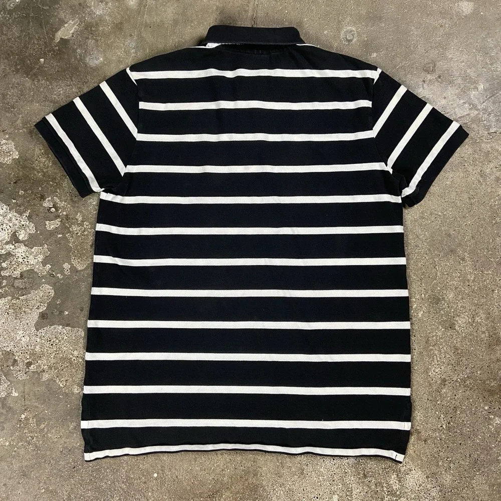 Vintage 90s Polo‎ Jeans Co Ralph Lauren Polo Shirt Size XL Black Striped Flag